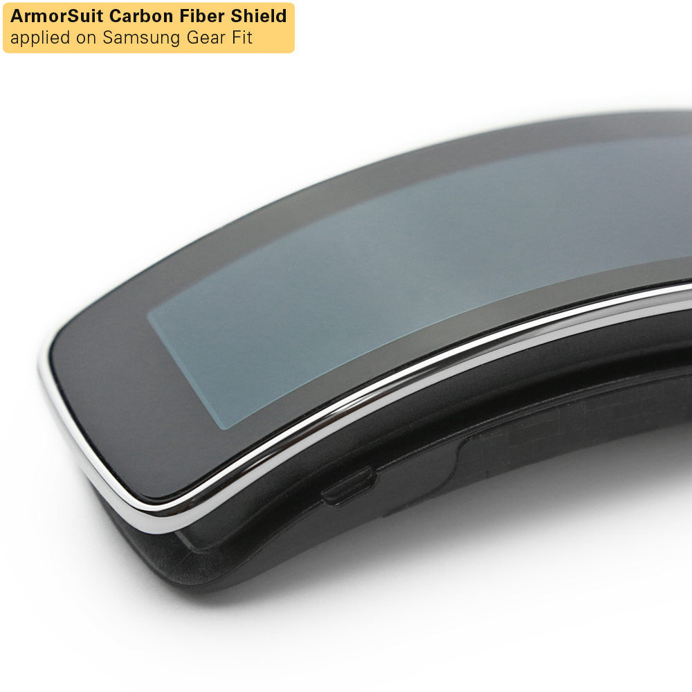 Samsung Gear Fit Screen Protector + Black Carbon Fiber Film Protector