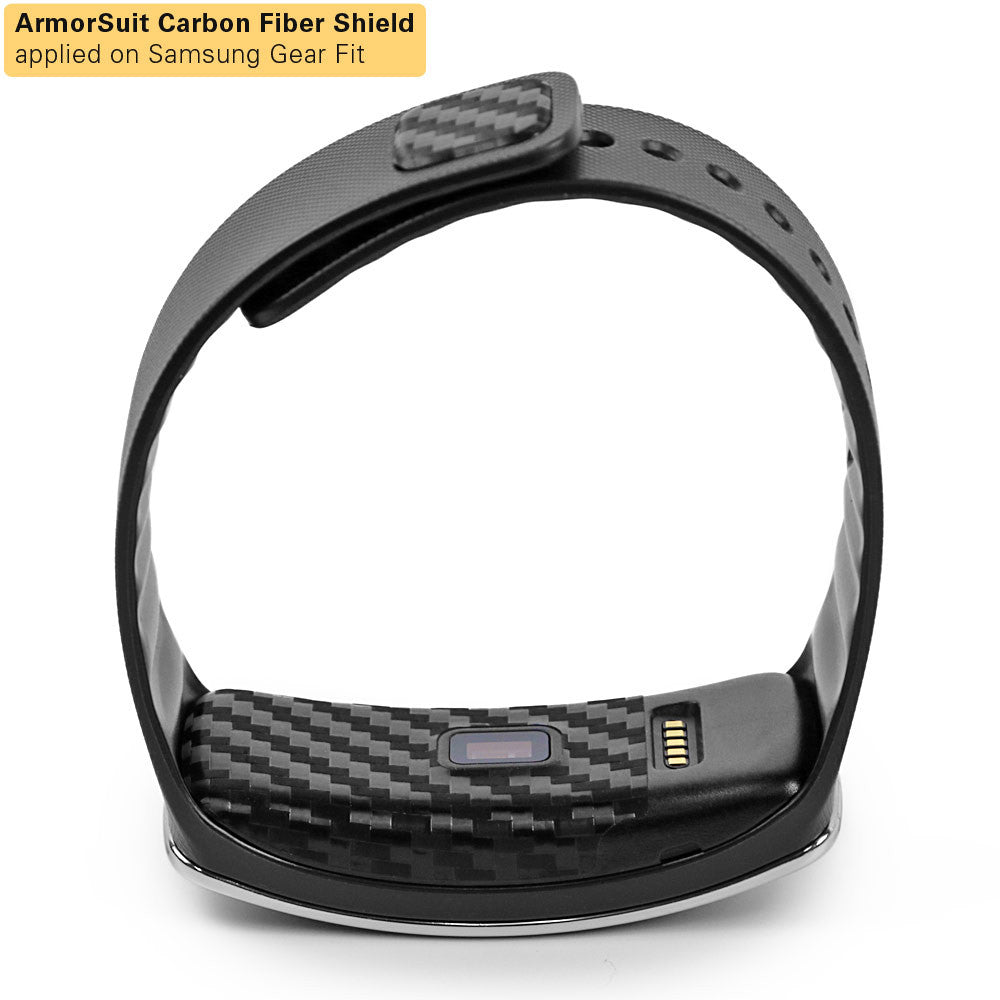 Samsung Gear Fit Screen Protector + Black Carbon Fiber Film Protector