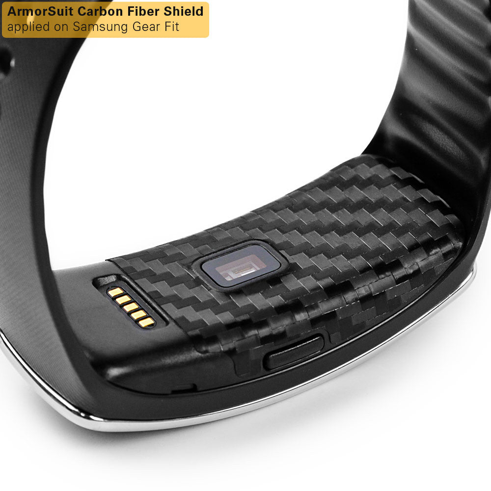 Samsung Gear Fit Screen Protector + Black Carbon Fiber Film Protector