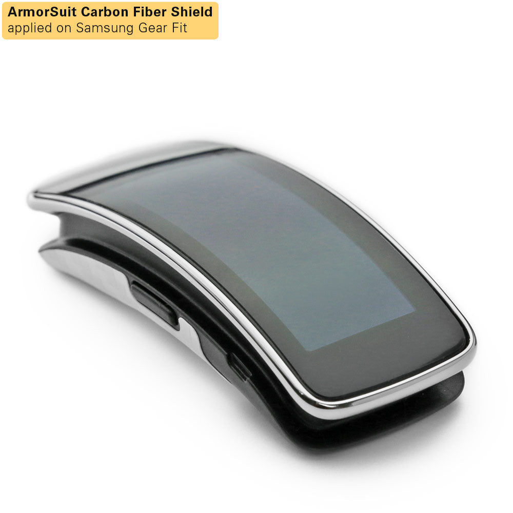 Samsung Gear Fit Screen Protector + White Carbon Fiber Film Protector