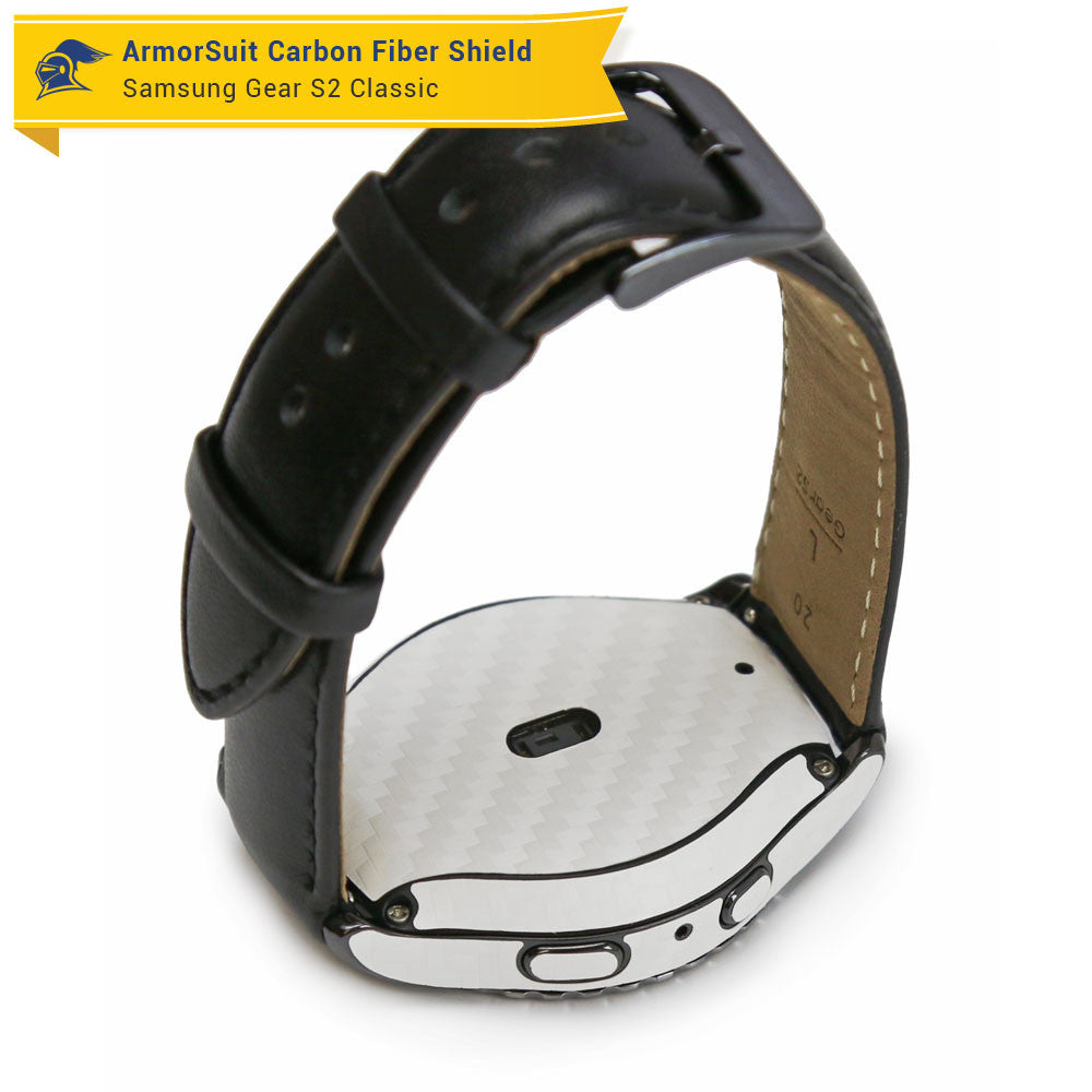 Samsung Gear S2 Classic Screen Protector + White Carbon Fiber Skin
