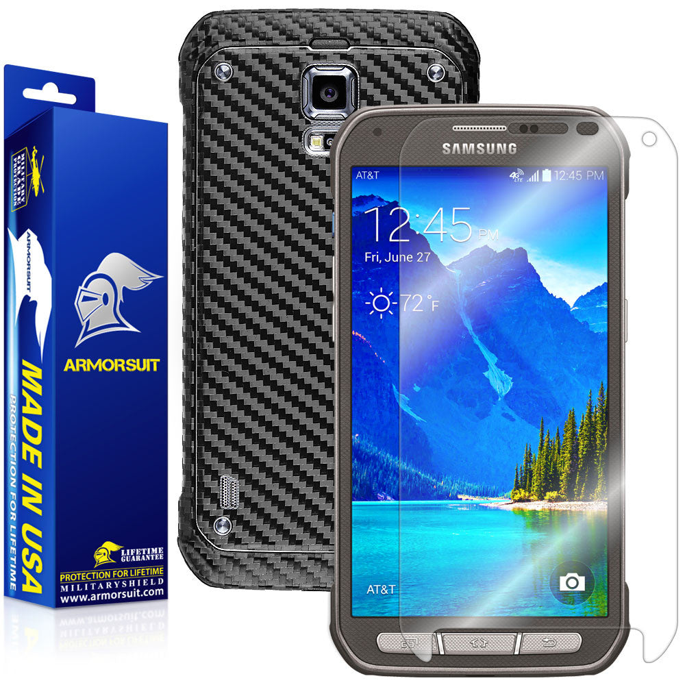 Samsung Galaxy S5 Active Screen Protector + Carbon Fiber Film Protector
