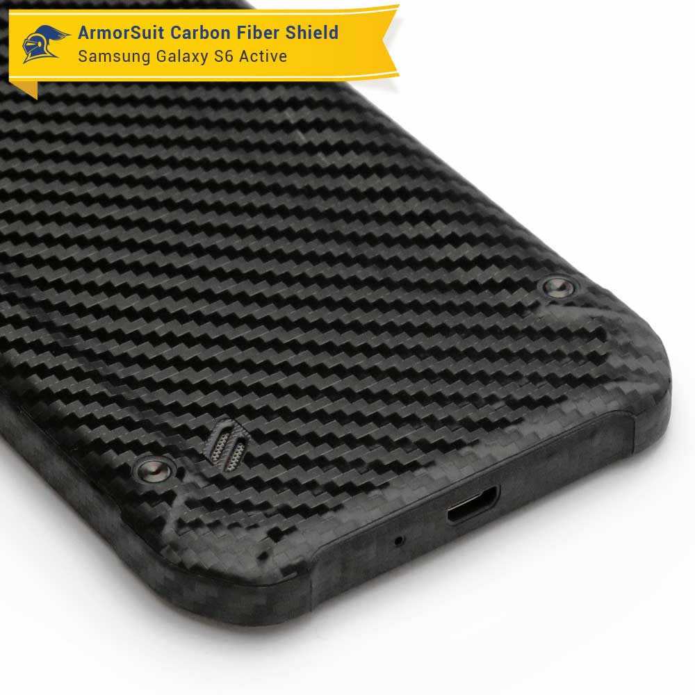 Samsung Galaxy S6 Active Screen Protector + Carbon Fiber Skin Protector