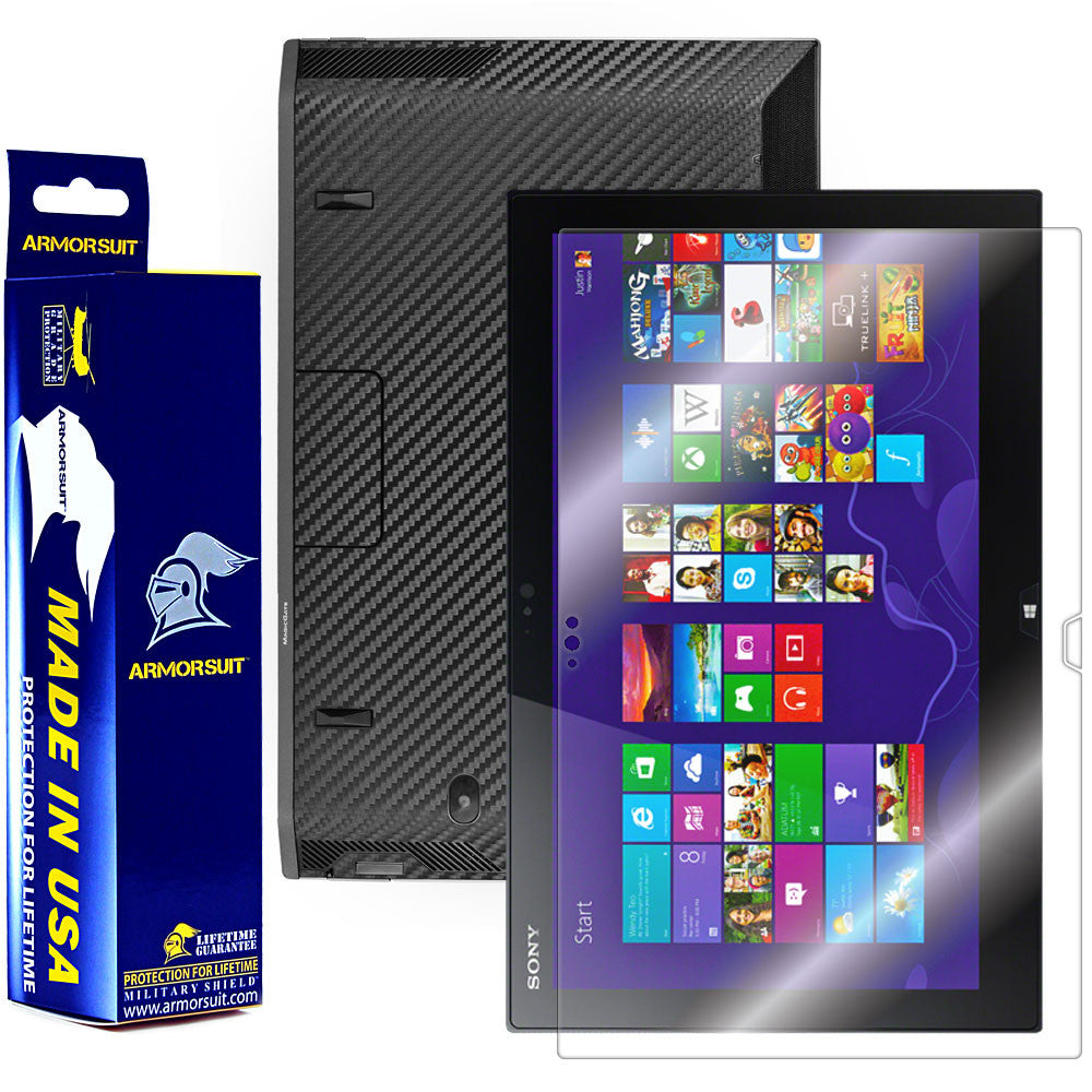 Sony VAIO Duo 13 Convertible Ultrabook Screen Protector + Black Carbon Fiber Film Protector