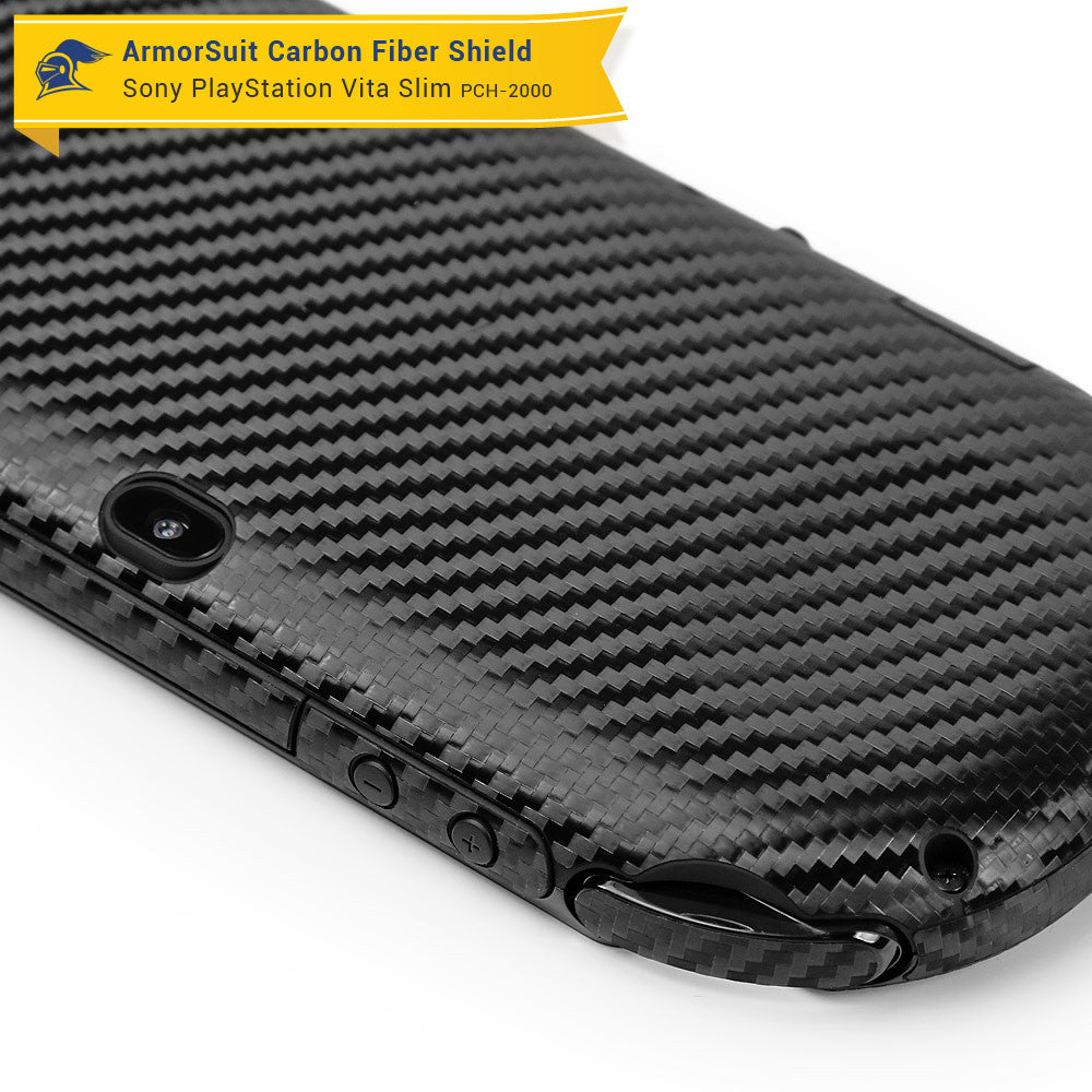 Sony PlayStation Vita Slim (2014) Screen Protector + Black Carbon Fiber Film Protector