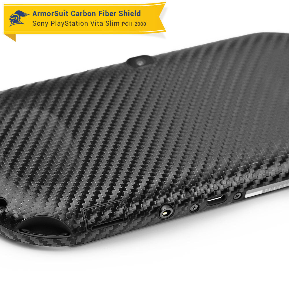 Sony PlayStation Vita Slim (2014) Screen Protector + Black Carbon Fiber Film Protector