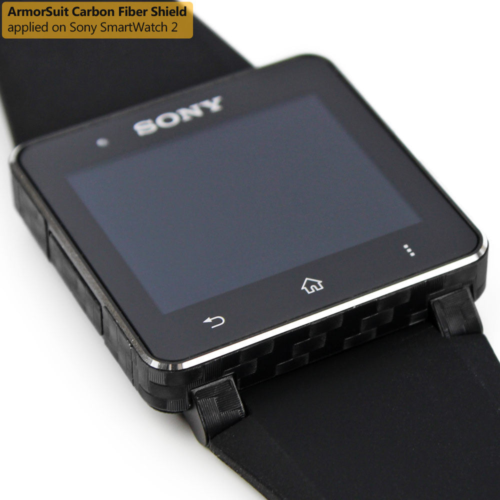 Sony SmartWatch 2 Screen Protector + Black Carbon Fiber Film Protector