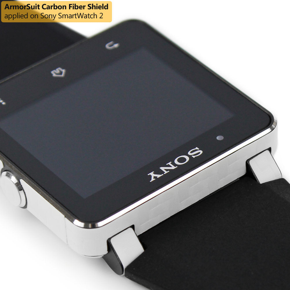 Sony SmartWatch 2 Screen Protector + White Carbon Fiber Film Protector
