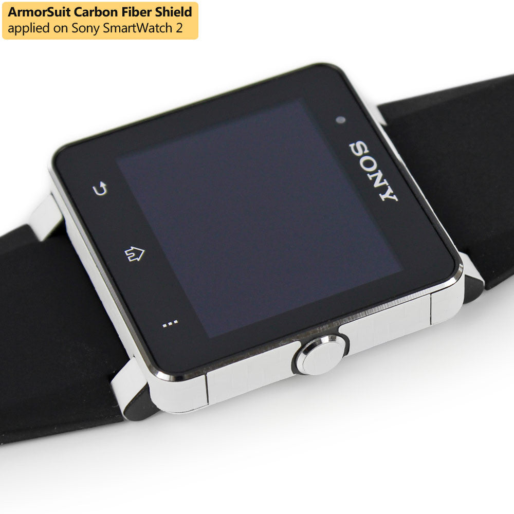Sony SmartWatch 2 Screen Protector + White Carbon Fiber Film Protector