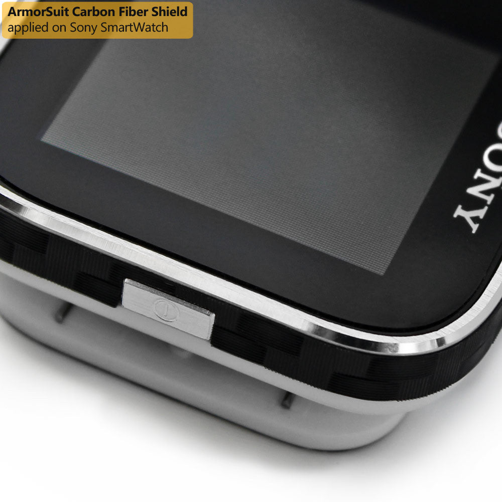 Sony SmartWatch Screen Protector + Black Carbon Fiber Film Protector