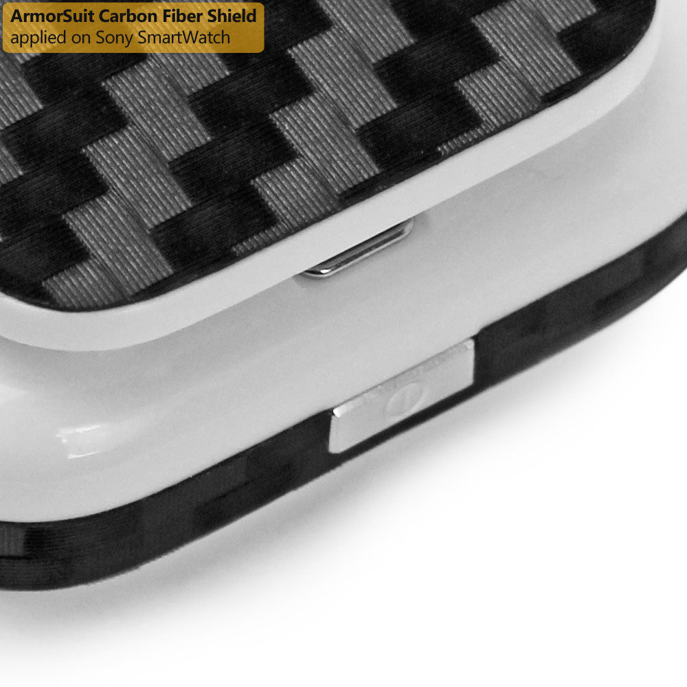 Sony SmartWatch Screen Protector + Black Carbon Fiber Film Protector
