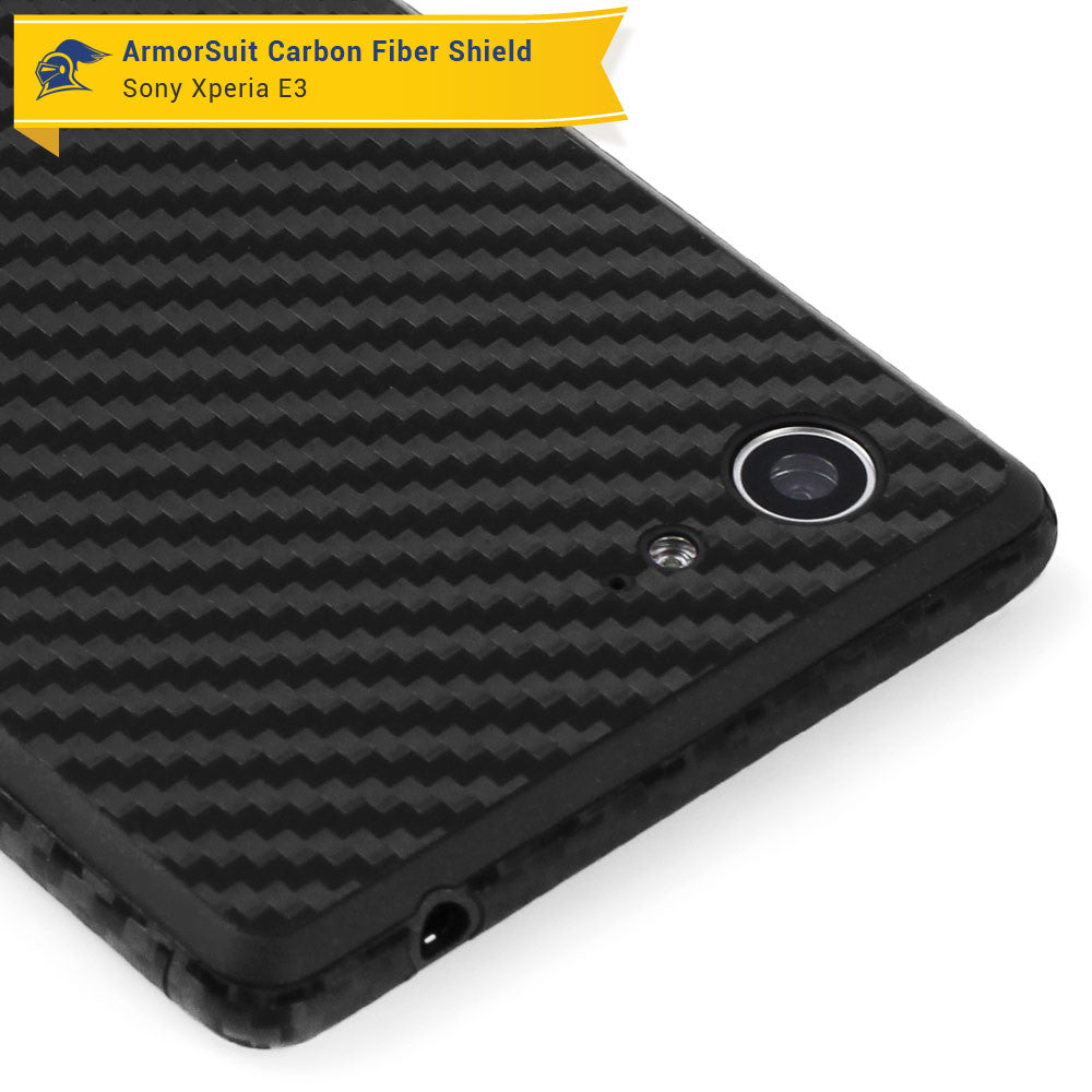 Sony Xperia E3 Screen Protector + Black Carbon Fiber Skin