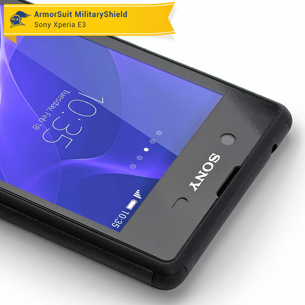Sony Xperia E3 Screen Protector + White Carbon Fiber Skin