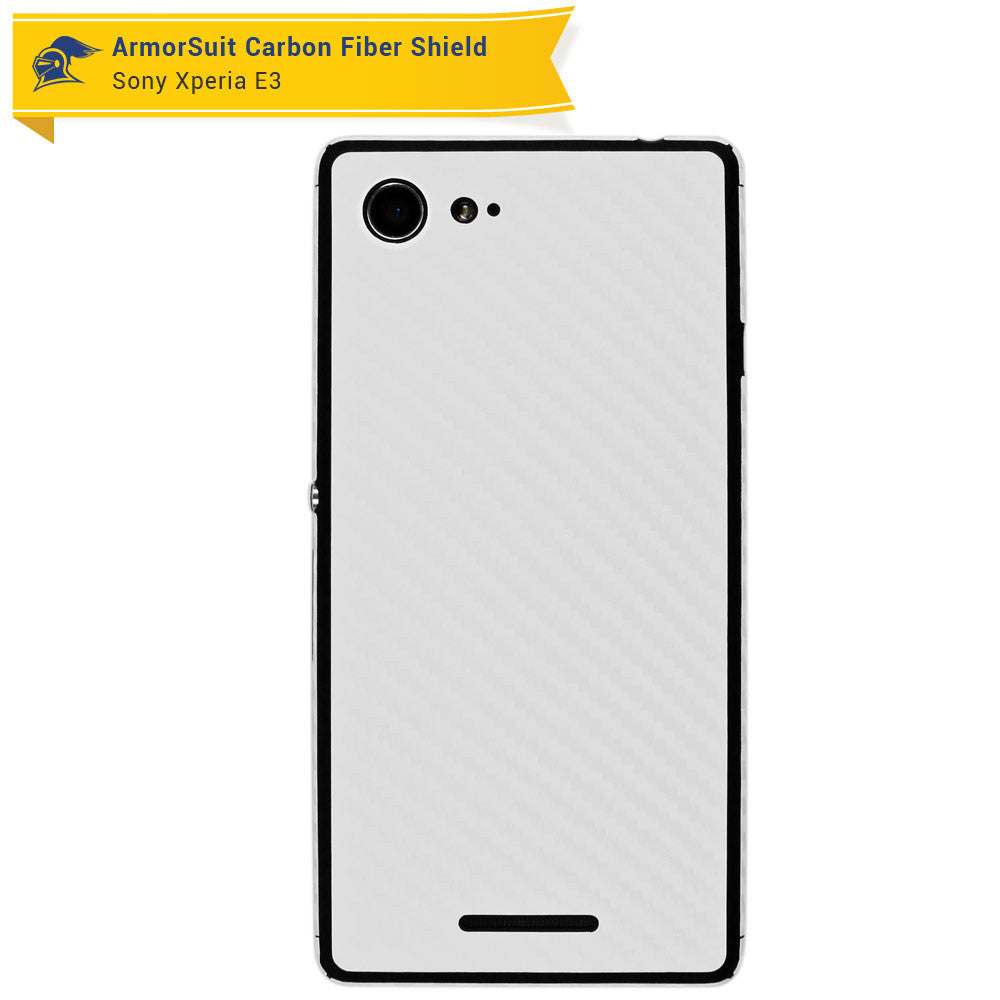 Sony Xperia E3 Screen Protector + White Carbon Fiber Skin