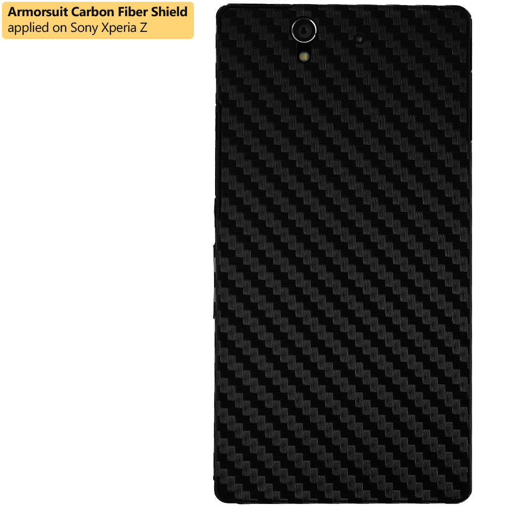 Sony Xperia Z Screen Protector + Black Carbon Fiber Skin Protector