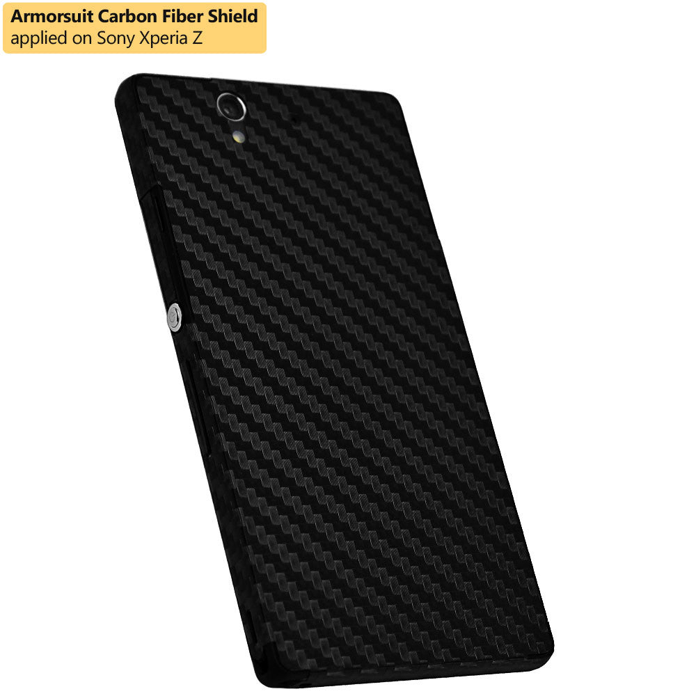 Sony Xperia Z Screen Protector + Black Carbon Fiber Skin Protector