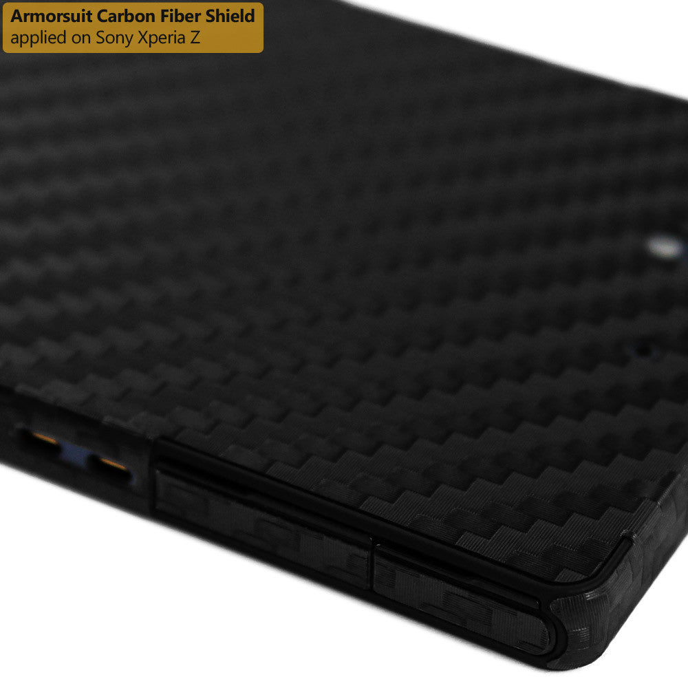 Sony Xperia Z Screen Protector + Black Carbon Fiber Skin Protector
