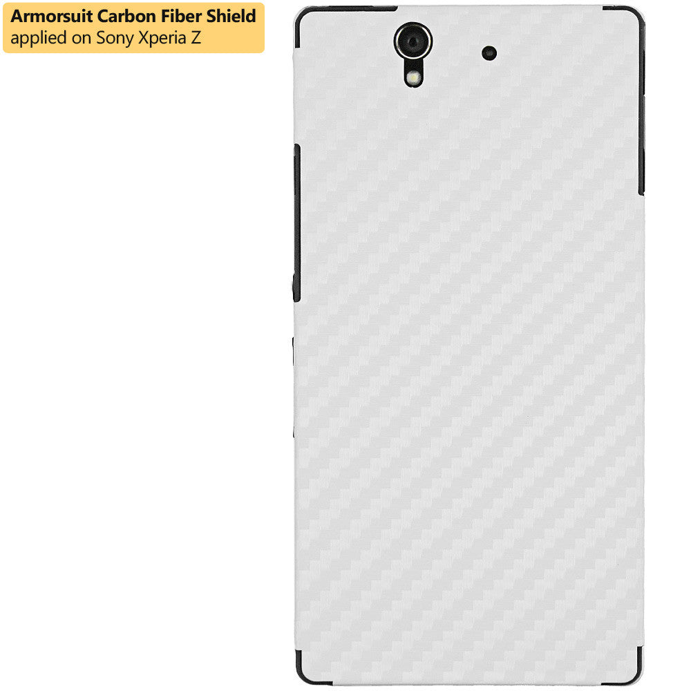 Sony Xperia Z Screen Protector + White Carbon Fiber Skin Protector