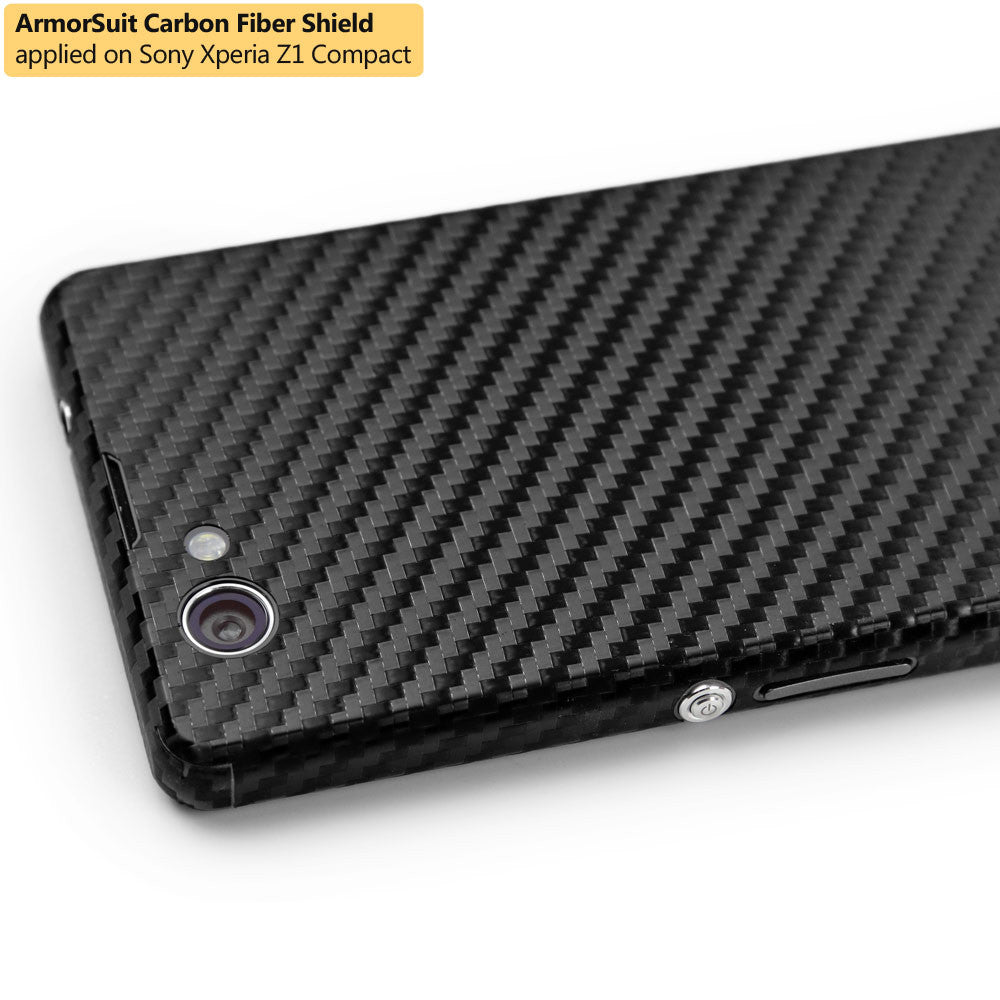 Sony Xperia Z1 Compact Screen Protector + Black Carbon Fiber Film Protector
