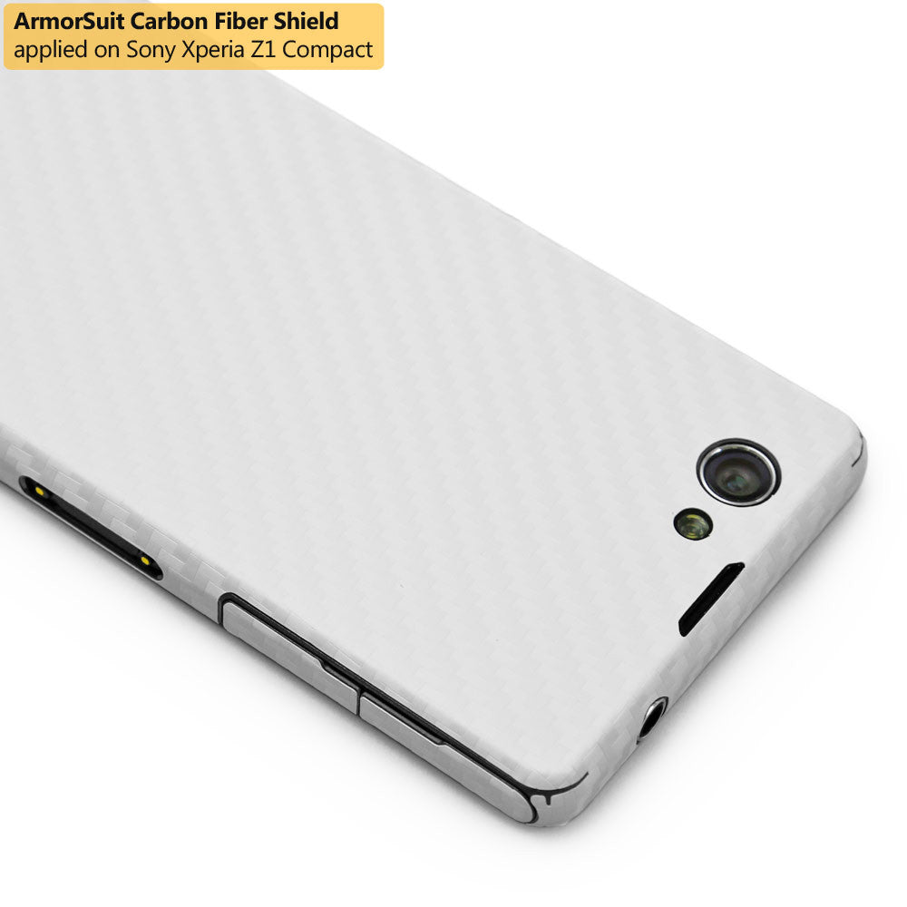 Sony Xperia Z1 Compact Screen Protector + White Carbon Fiber Film Protector