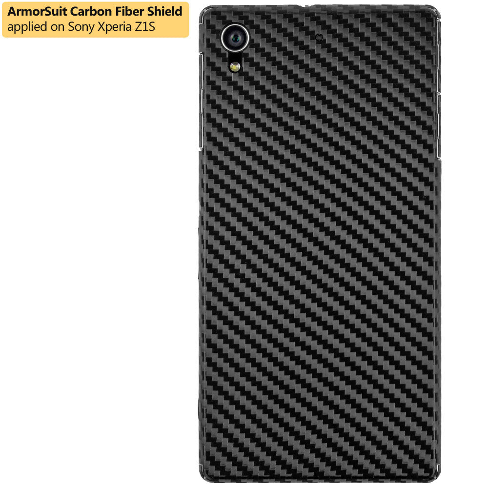 Sony Xperia Z1S Screen Protector + Black Carbon Fiber Film Protector