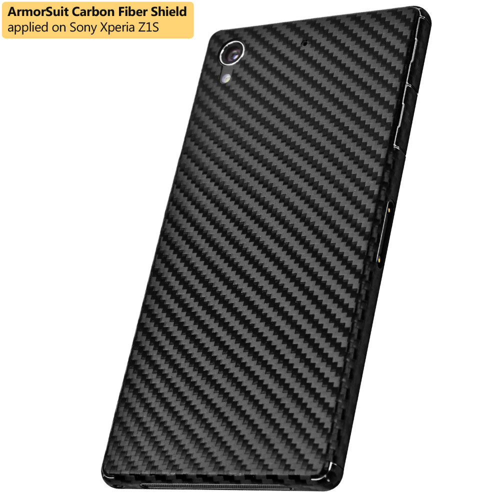 Sony Xperia Z1S Screen Protector + Black Carbon Fiber Film Protector