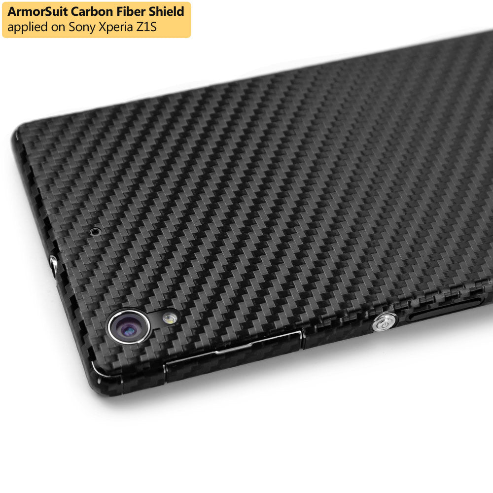 Sony Xperia Z1S Screen Protector + Black Carbon Fiber Film Protector