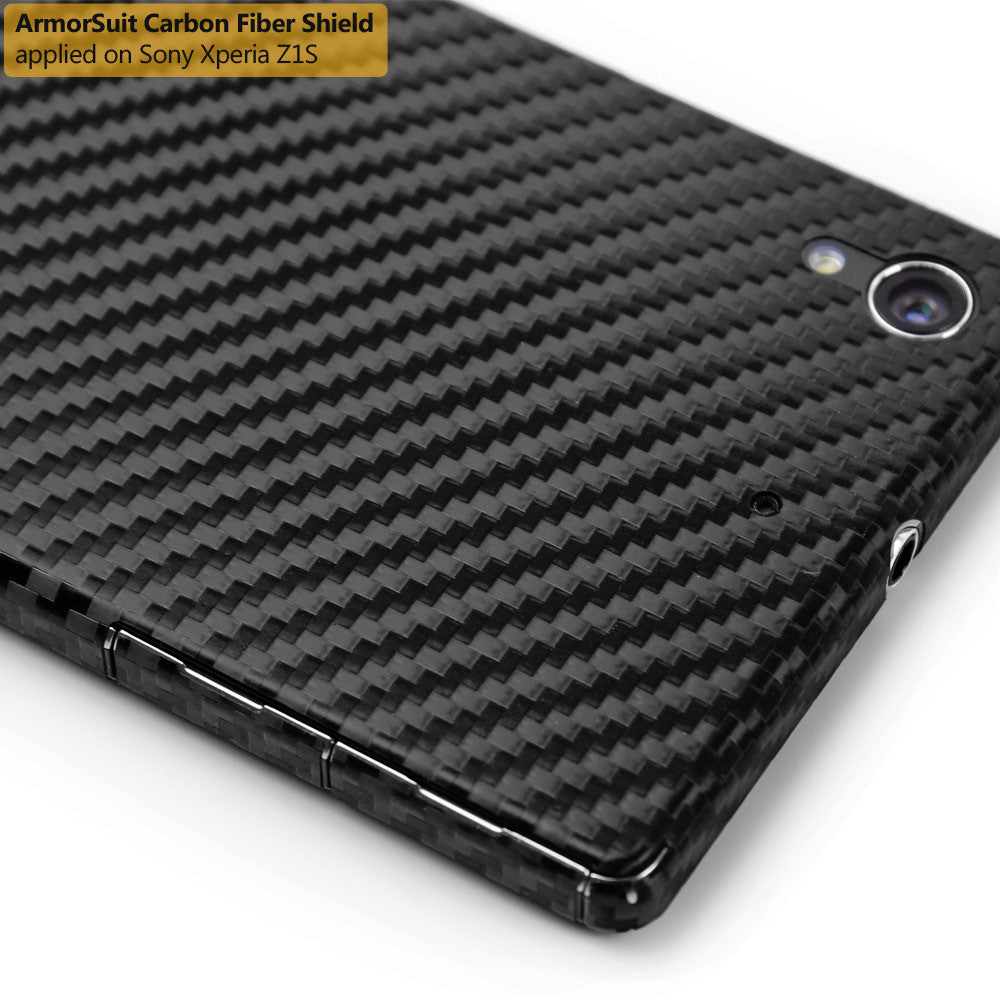 Sony Xperia Z1S Screen Protector + Black Carbon Fiber Film Protector