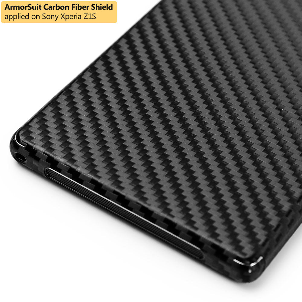 Sony Xperia Z1S Screen Protector + Black Carbon Fiber Film Protector