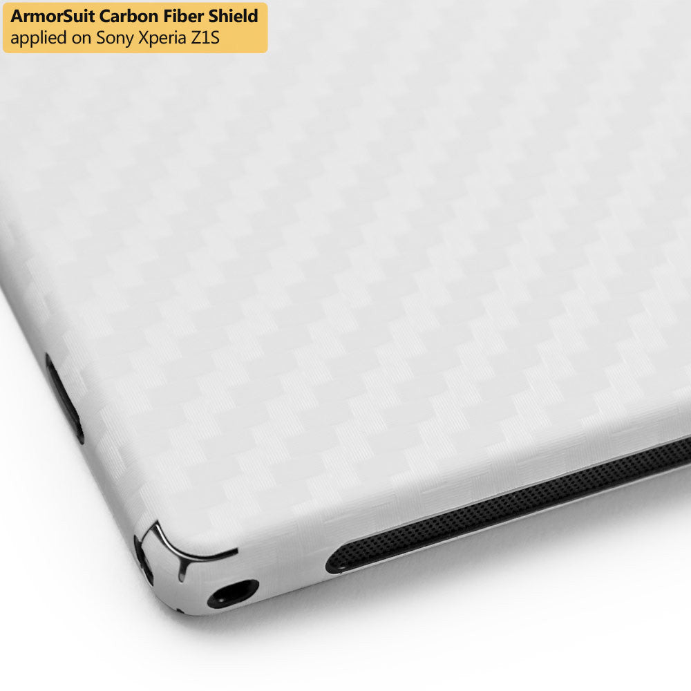 Sony Xperia Z1S Screen Protector + White Carbon Fiber Film Protector