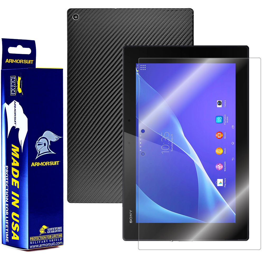 Sony Xperia Tablet Z2 Screen Protector + Black Carbon Fiber Film Protector