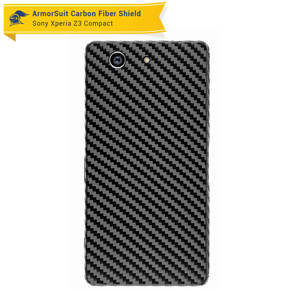 Sony Xperia Z3 Compact Screen Protector + Black Carbon Fiber Skin