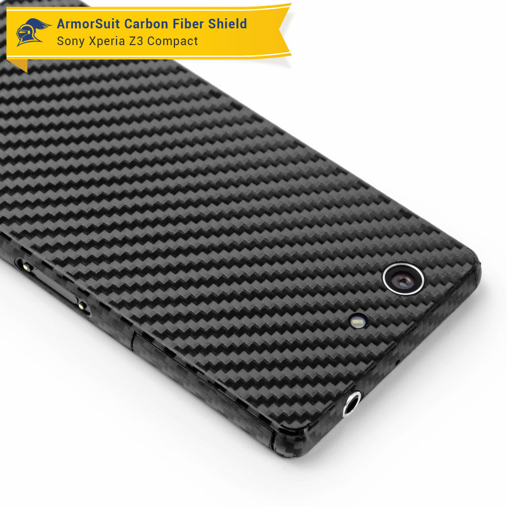 Sony Xperia Z3 Compact Screen Protector + Black Carbon Fiber Skin