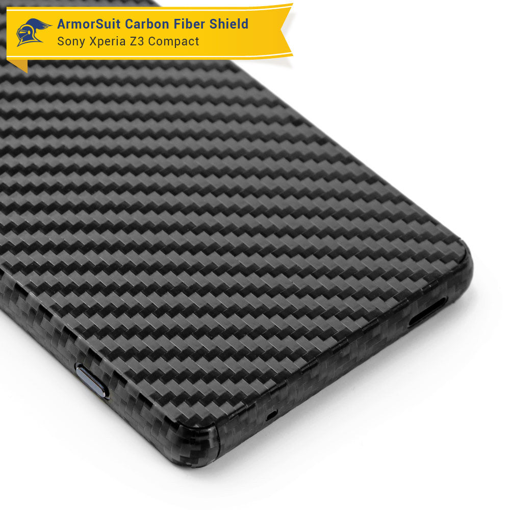 Sony Xperia Z3 Compact Screen Protector + Black Carbon Fiber Skin