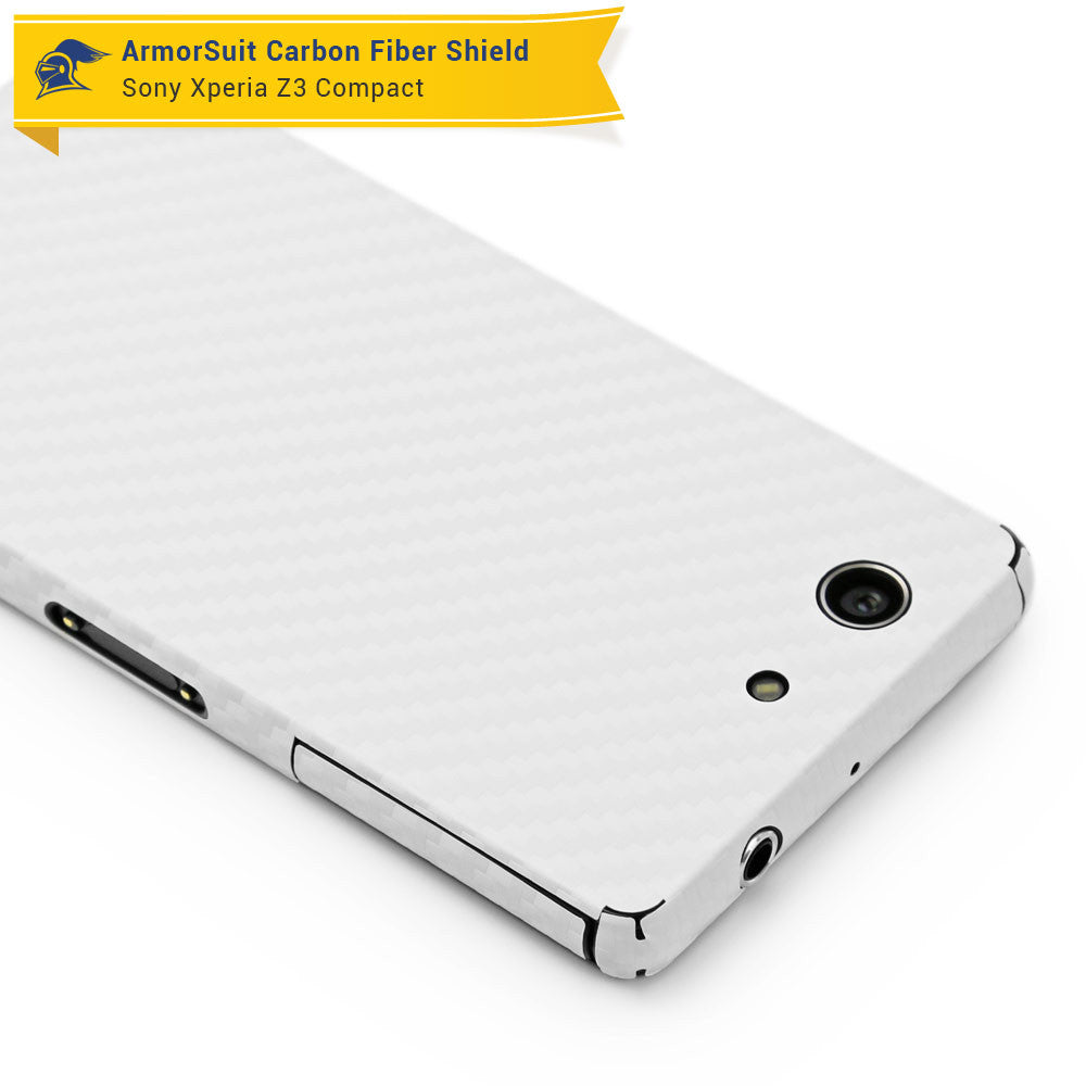 Sony Xperia Z3 Compact Screen Protector + White Carbon Fiber Skin