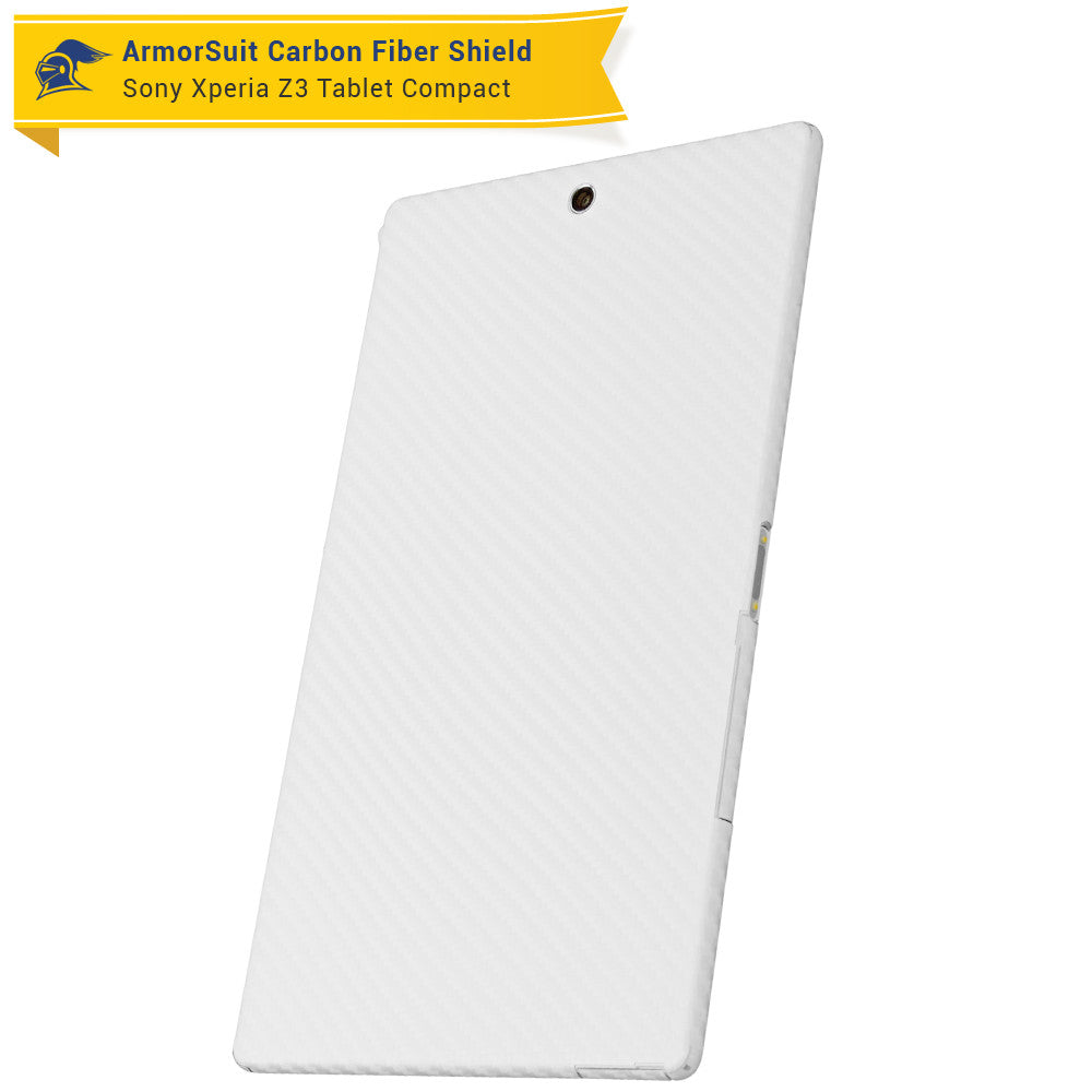 Sony Xperia Z3 Tablet Compact Screen Protector  + White Carbon Fiber Skin