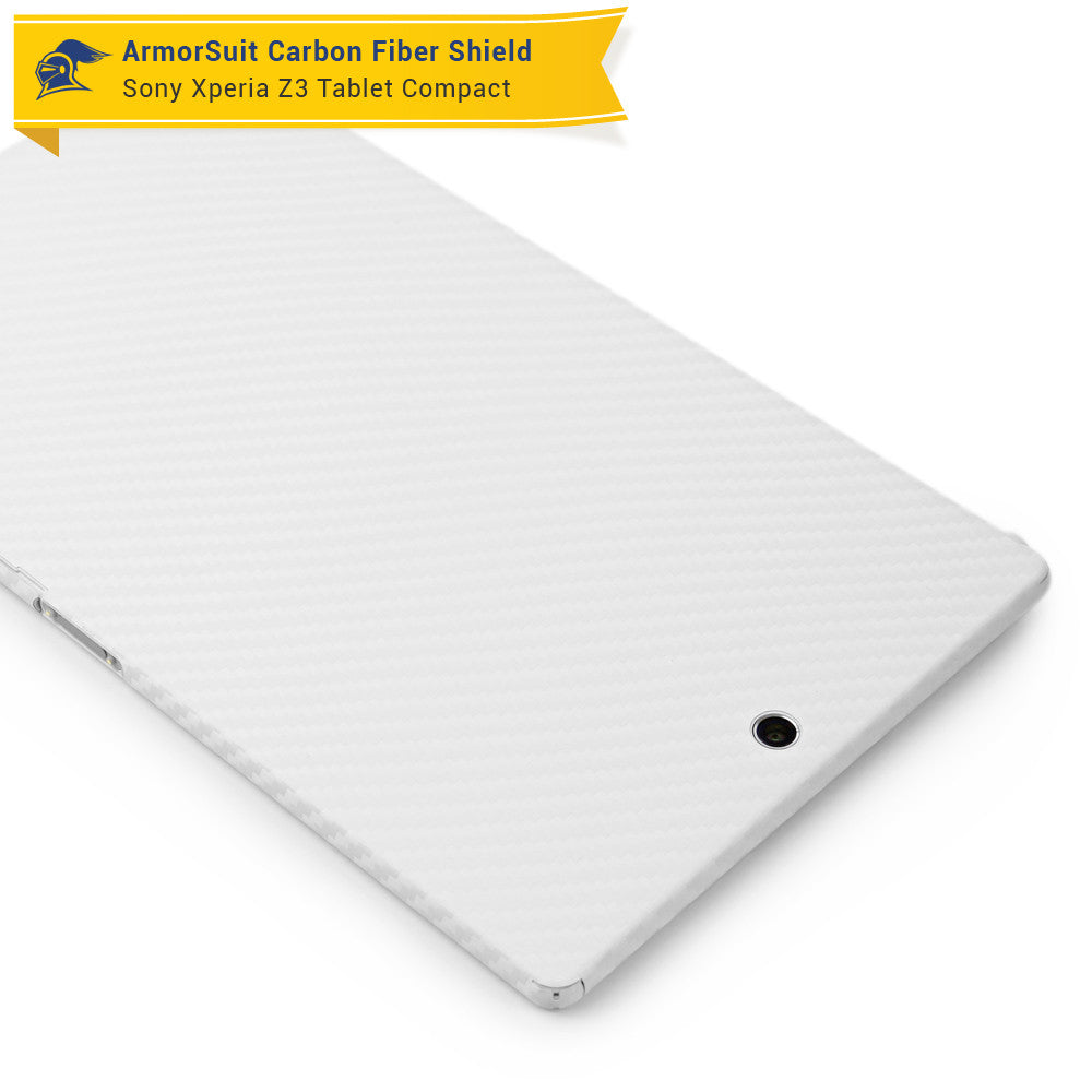 Sony Xperia Z3 Tablet Compact Screen Protector  + White Carbon Fiber Skin