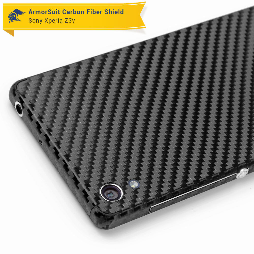 Sony Xperia Z3V Screen Protector + Black Carbon Fiber Skin