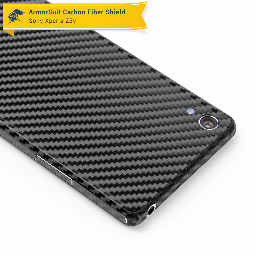 Sony Xperia Z3V Screen Protector + Black Carbon Fiber Skin