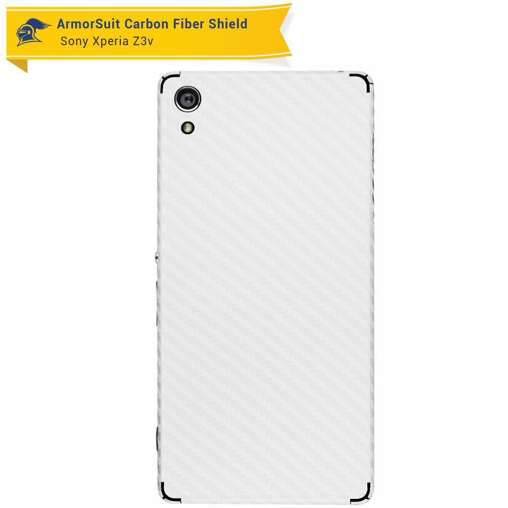 Sony Xperia Z3V Screen Protector + White Carbon Fiber Skin