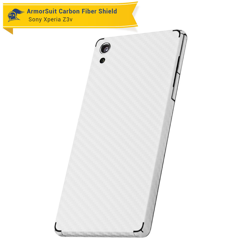 Sony Xperia Z3V Screen Protector + White Carbon Fiber Skin