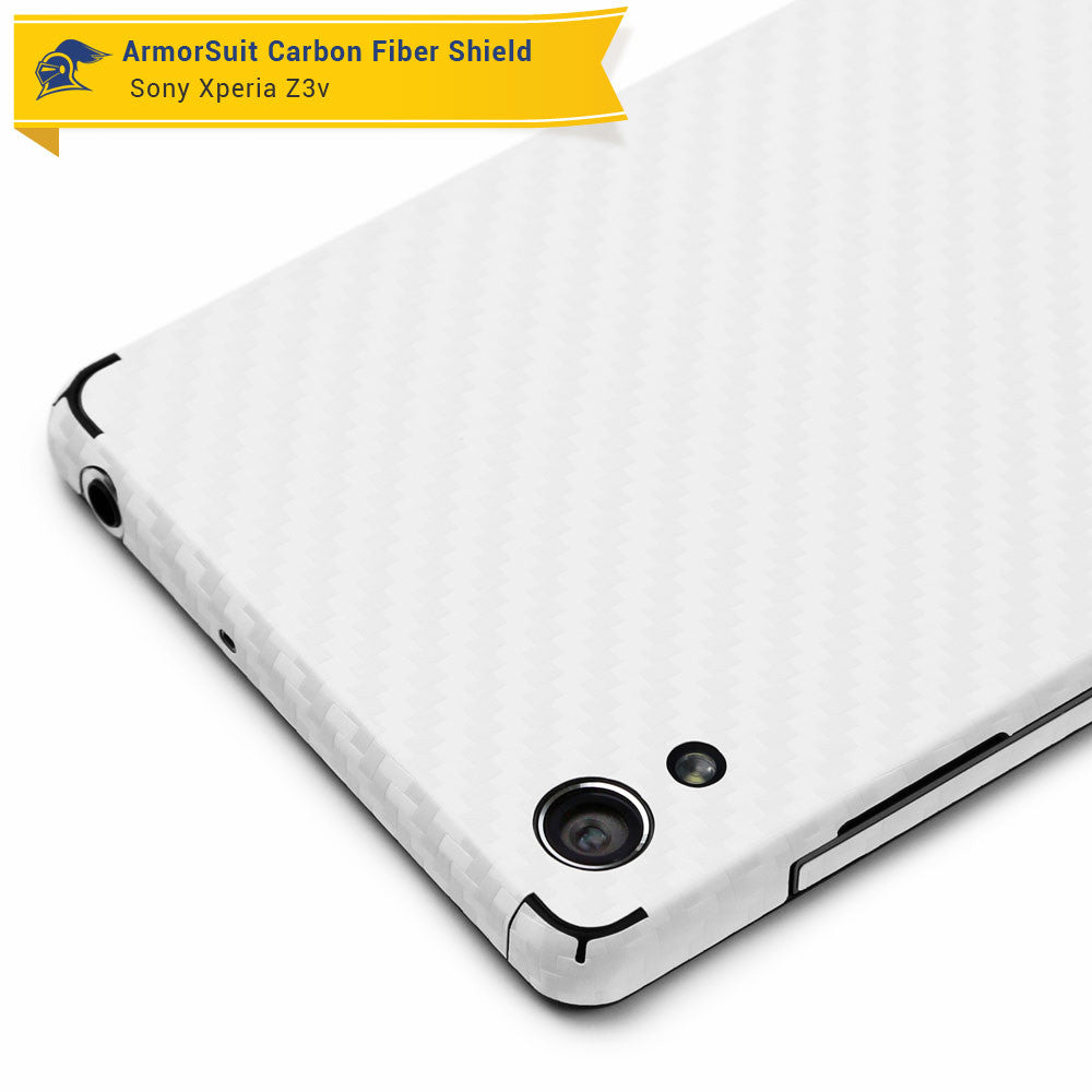 Sony Xperia Z3V Screen Protector + White Carbon Fiber Skin