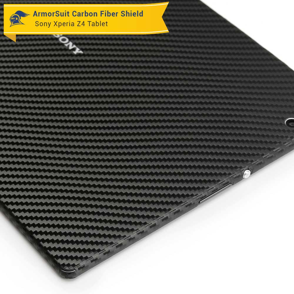 Sony Xperia Z4 Tablet Screen Protector + Black Carbon Fiber Skin