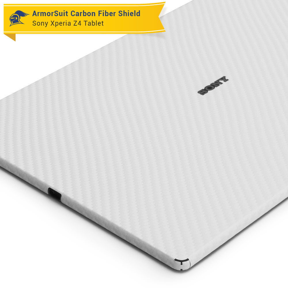 Sony Xperia Z4 Tablet Screen Protector + White Carbon Fiber Skin