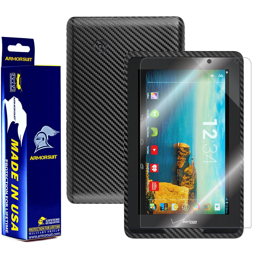 Verizon Ellipsis 7" Screen Protector + Black Carbon Fiber Film Protector