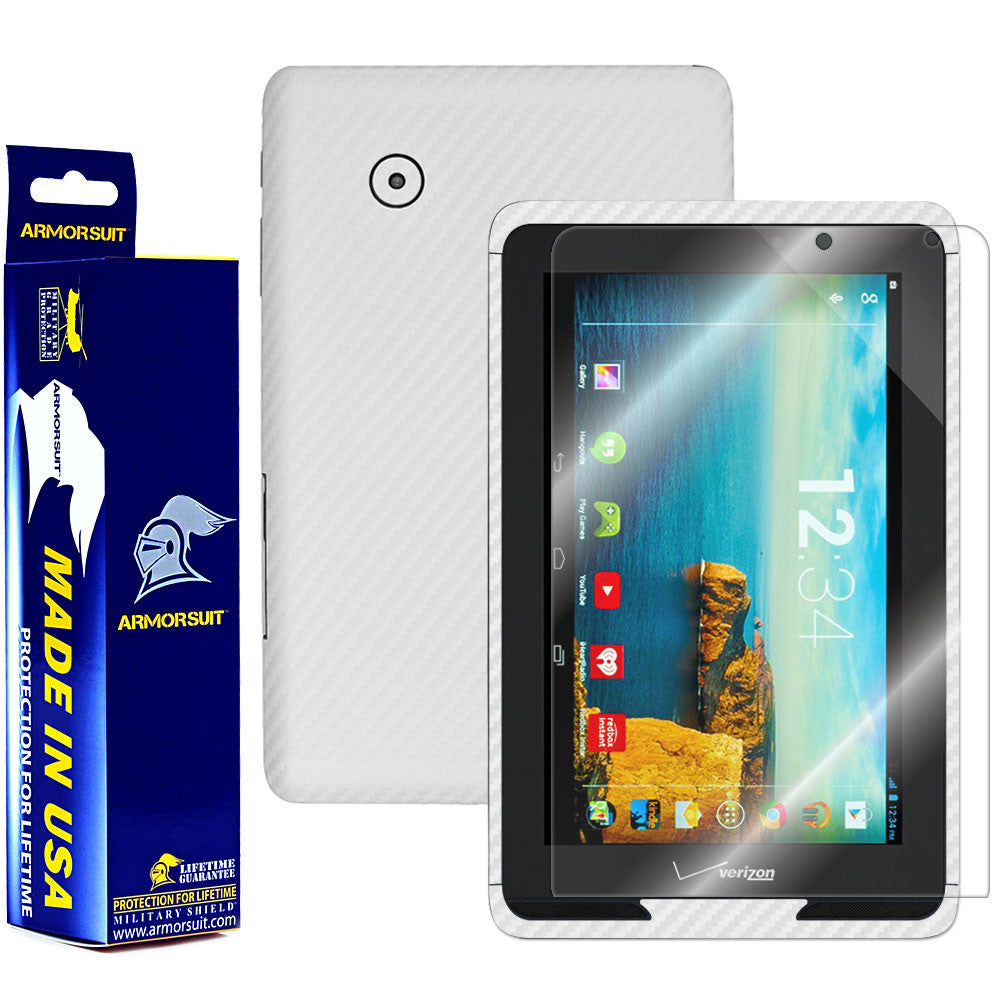 Verizon Ellipsis 7" Screen Protector + White Carbon Fiber Film Protector