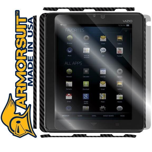 Vizio 8-Inch Tablet VTAB1008 Screen Protector + Black Carbon Fiber Skin Protector