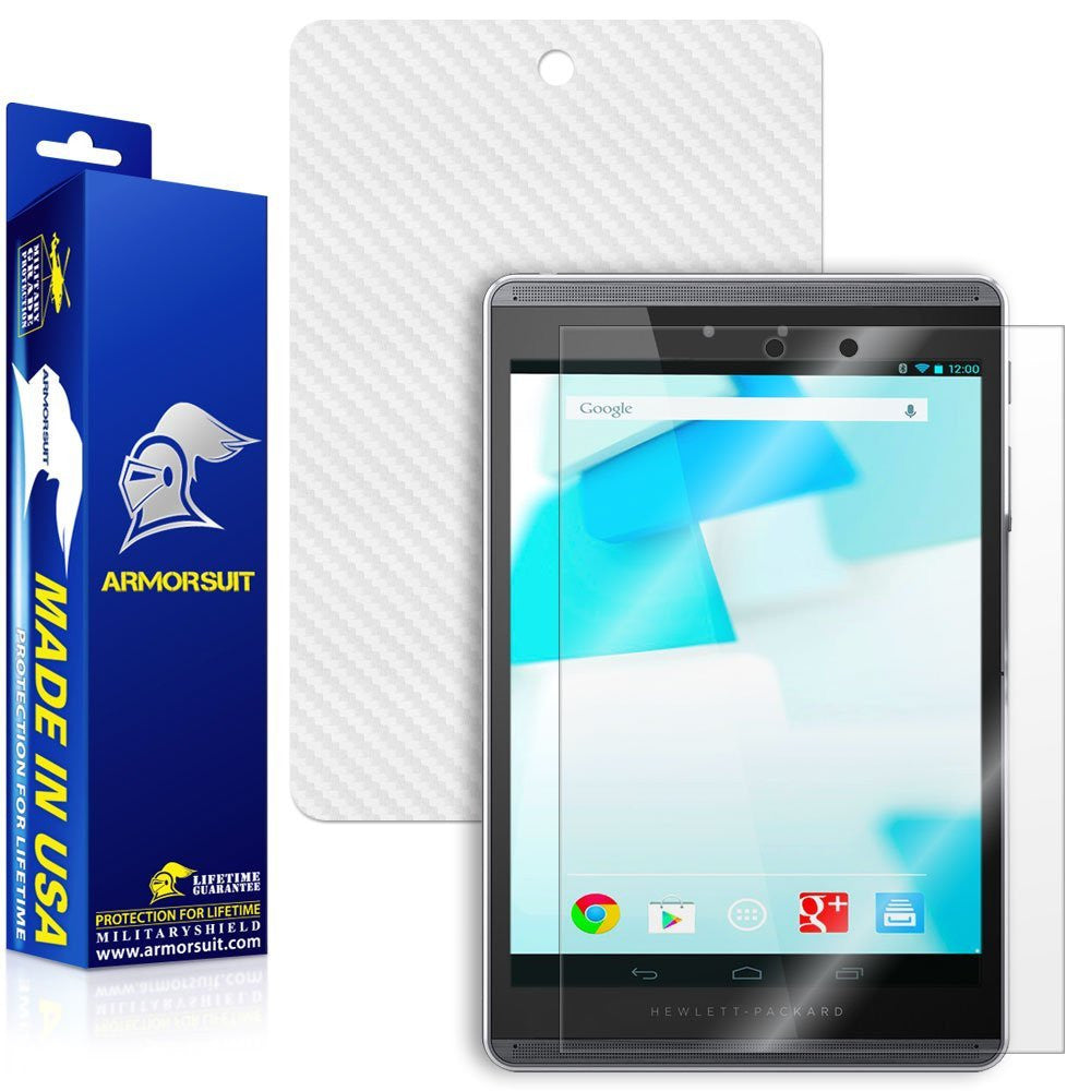 HP Pro Slate 8 Screen Protector + White Carbon Fiber Skin