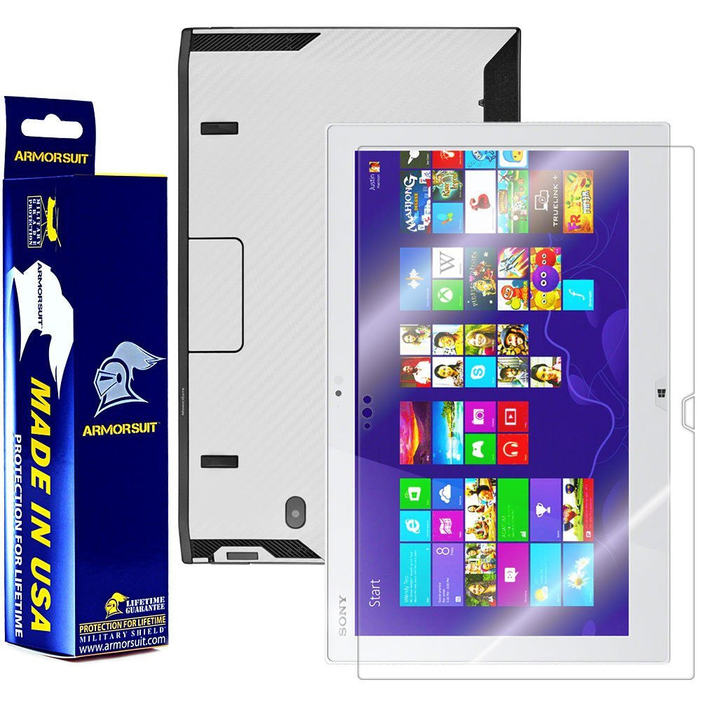 Sony VAIO Duo 13 Convertible Ultrabook Screen Protector + White Carbon Fiber Film Protector