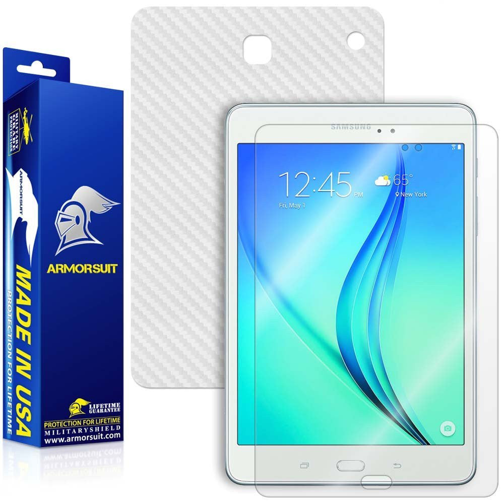 Samsung Galaxy Tab A 8.0" (2015)  Screen Protector + White Carbon Fiber Skin